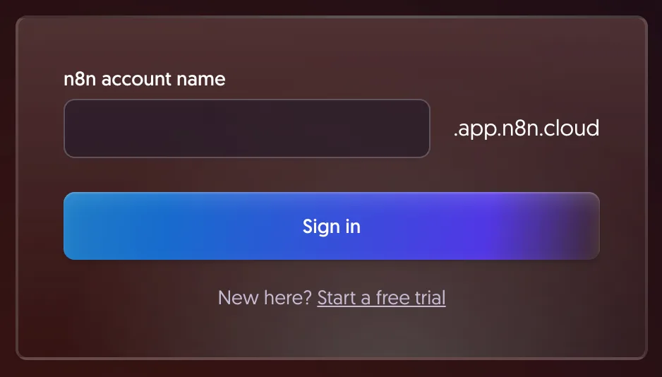 n8n Cloud homepage showing the signup options